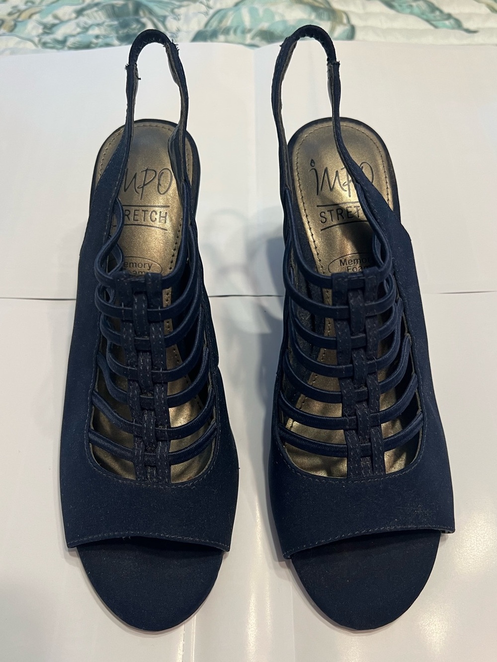 Impo Navy Caged Slingback Heels